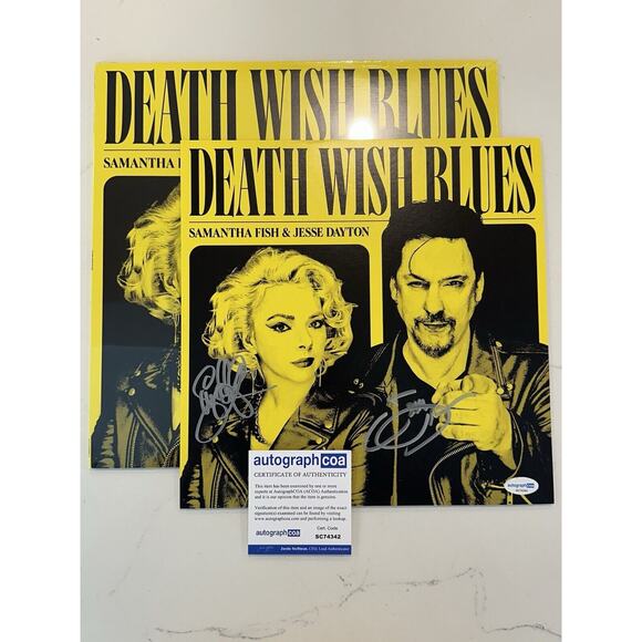 SAMANTHA FISH & JESSE DAYTON SIGNED AUTOGRAPH GOLD VINYL ACOA DEATH WISH BLUES